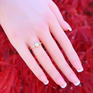 Noble Square Flower Gold Plated Princess Ring for Women, DMMCM074-6